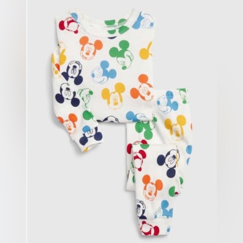 Gap x Disney Colorful Rainbow Mickey Long Sleeve PJs Pajamas Organic Cotton 2Y - Picture 1 of 5